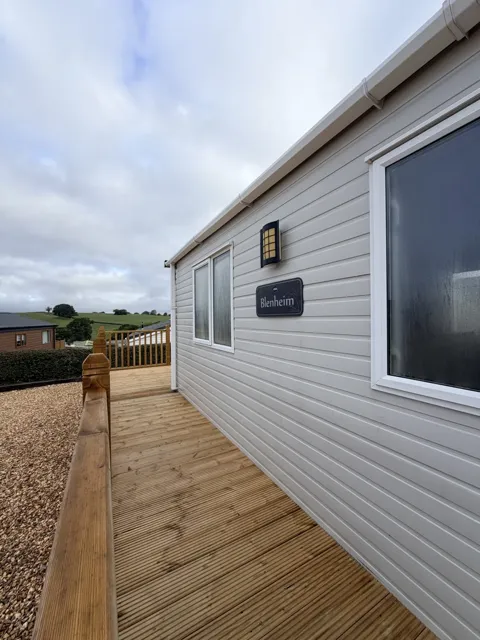 Blenheim outside side view with wooden decking 2