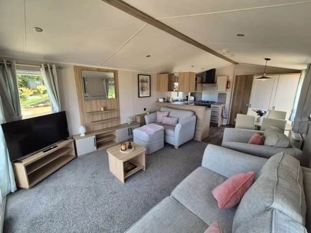 Manor wide view kitchen and living room